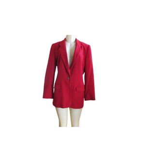 Vintage Lands End Red Cashmere 1 Button Blazer Jacket Size 12